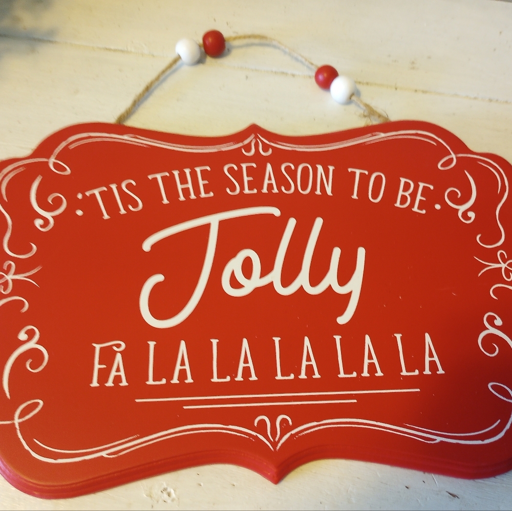 Tis The Season To Be Jolly Beaded Holiday Wall Sign Kitschy Christmas Home Decor
